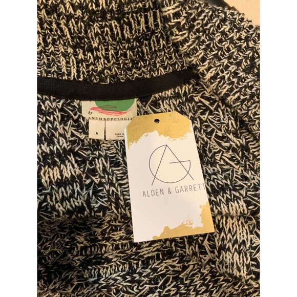 by Anthropologie Black & White Rib Knit Open Front Cardigan Sweater, Size Small - Picture 6 of 6